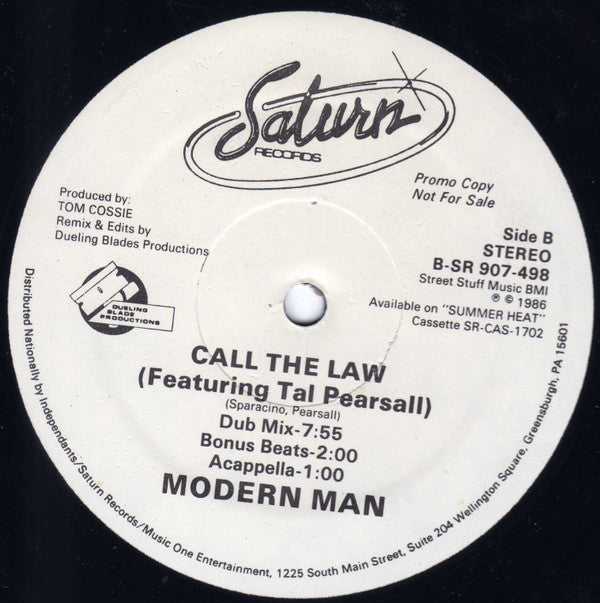 Modern Man Featuring Tal Pearsall : Call The Law (12", Promo)