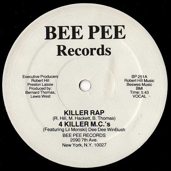 4 Killer M.C.'s Featuring Lil Monsky : Killer Rap (12")