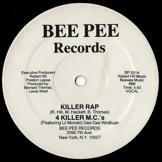 4 Killer M.C.'s Featuring Lil Monsky : Killer Rap (12")