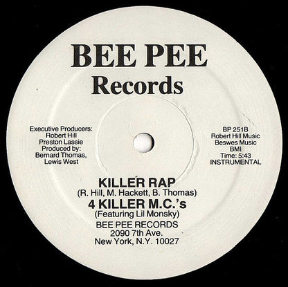 4 Killer M.C.'s Featuring Lil Monsky : Killer Rap (12")
