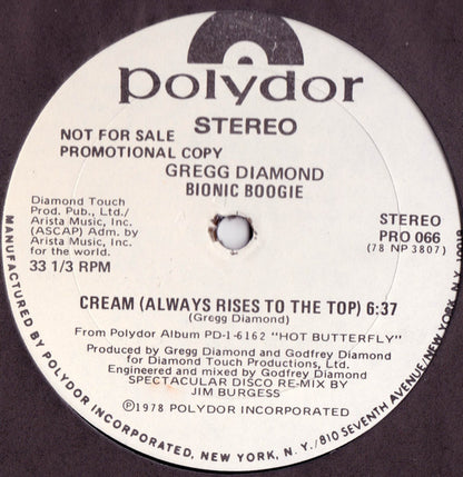 Gregg Diamond, Bionic Boogie : Cream (Always Rises To The Top) / Chains (12", MP, Promo)