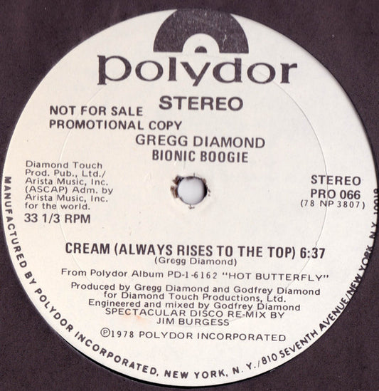 Gregg Diamond, Bionic Boogie : Cream (Always Rises To The Top) / Chains (12", MP, Promo)