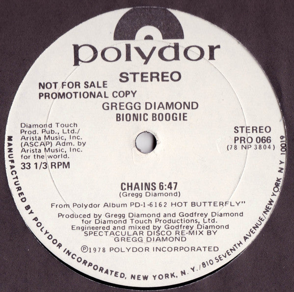 Gregg Diamond, Bionic Boogie : Cream (Always Rises To The Top) / Chains (12", MP, Promo)