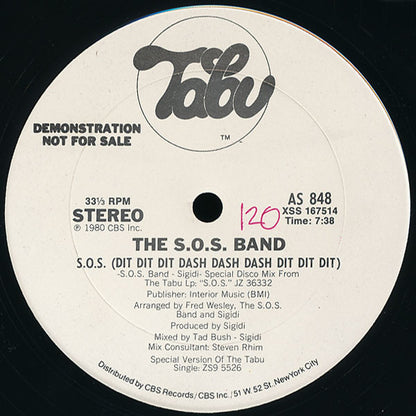 The S.O.S. Band : S.O.S. (Dit Dit Dit Dash Dash Dash Dit Dit Dit) (12", Promo)