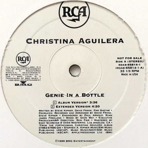 Christina Aguilera : Genie In A Bottle (12", Promo)