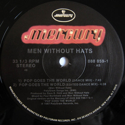 Men Without Hats : Pop Goes The World (12", Single)