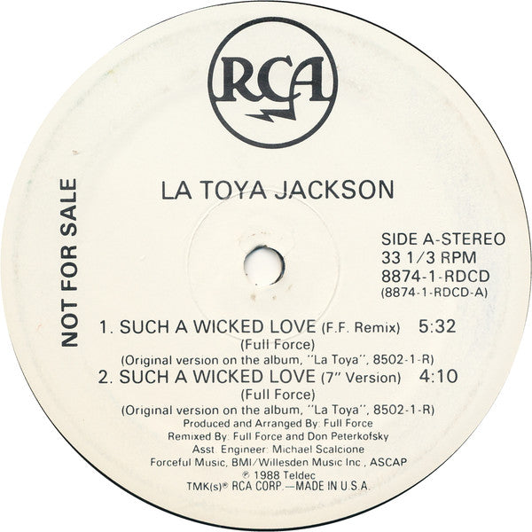 La Toya Jackson : Such A Wicked Love (12", Promo)
