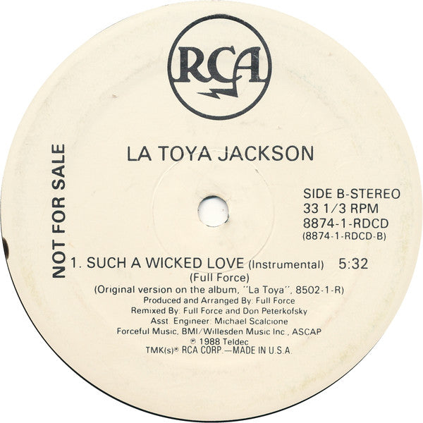La Toya Jackson : Such A Wicked Love (12", Promo)