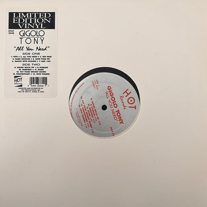 Gigolo Tony : All You Need (LP, Album, Ltd, Sil)