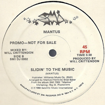 Mantus : Boogie To The Bop / Slidin' To The Music (12", Promo)