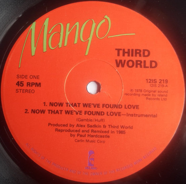 Third World : Now That We've Found Love (12")