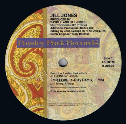 Jill Jones : For Love (12", Maxi, SRC)