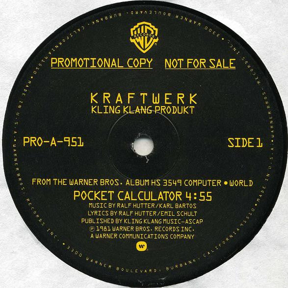 Kraftwerk : Pocket Calculator / Dentaku (12", Promo)