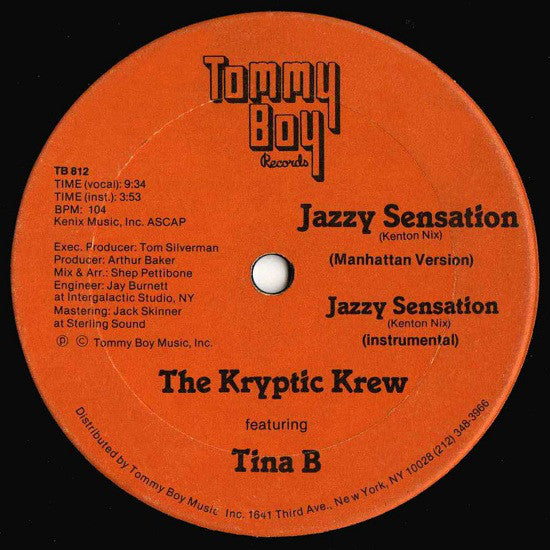 The Kryptic Krew Featuring Tina B, Afrika Bambaataa & The Jazzy 5 : Jazzy Sensation (12")