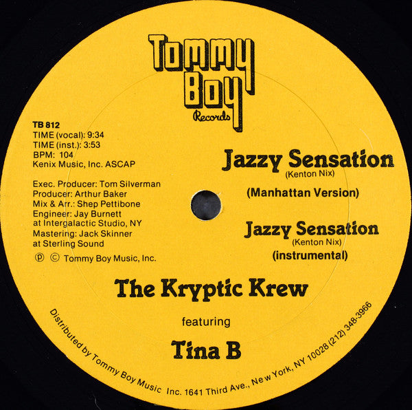 The Kryptic Krew Featuring Tina B, Afrika Bambaataa & The Jazzy 5 : Jazzy Sensation (12")