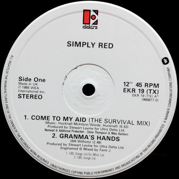 Simply Red : Come To My Aid (Survival Mix) (12")