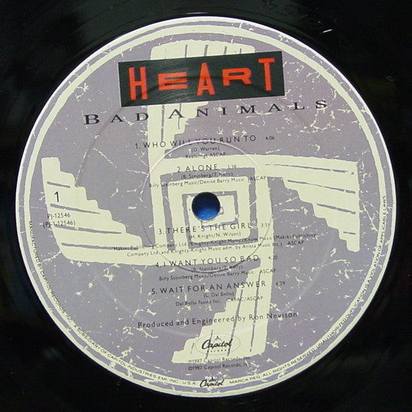 Heart : Bad Animals (LP, Album)