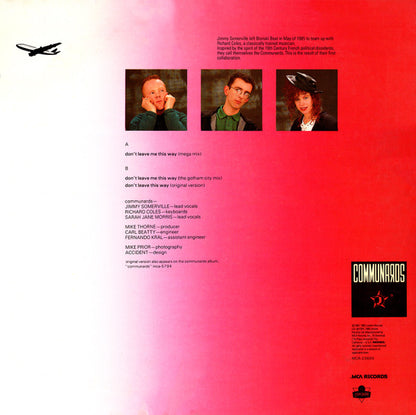 The Communards With Sarah Jane Morris : Don't Leave Me This Way (12")