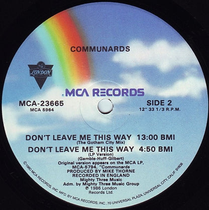 The Communards With Sarah Jane Morris : Don't Leave Me This Way (12")
