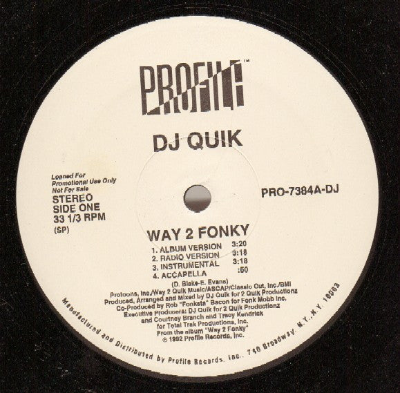 DJ Quik : Way 2 Fonky / Mo Pussy (12", Promo)