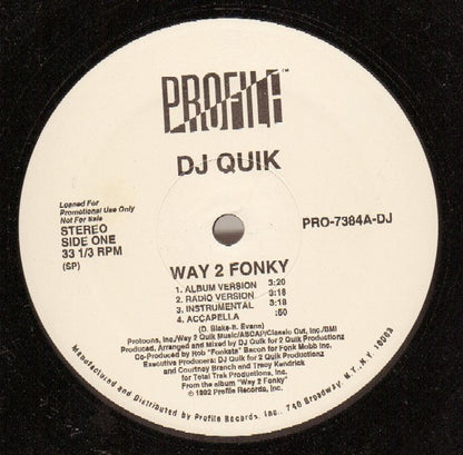 DJ Quik : Way 2 Fonky / Mo Pussy (12", Promo)