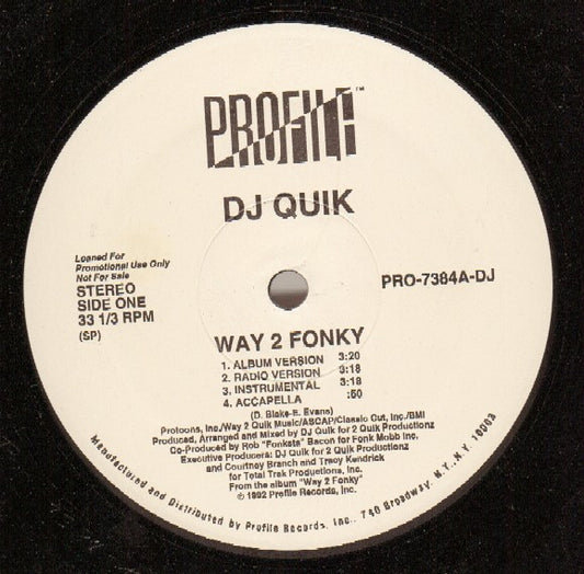 DJ Quik : Way 2 Fonky / Mo Pussy (12", Promo)