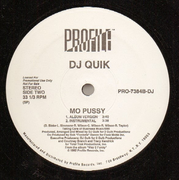 DJ Quik : Way 2 Fonky / Mo Pussy (12", Promo)