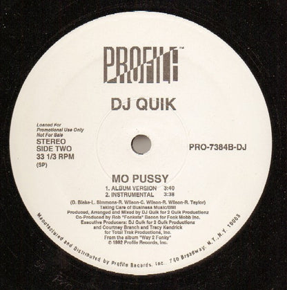 DJ Quik : Way 2 Fonky / Mo Pussy (12", Promo)