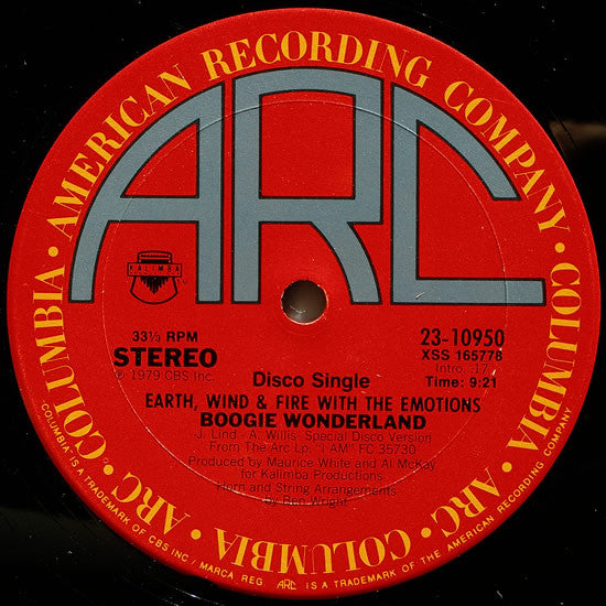 Earth Wind & Fire* With The Emotions : Boogie Wonderland (12", Single, Pit)