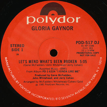 Gloria Gaynor : Let's Mend What's Been Broken (12", Promo)