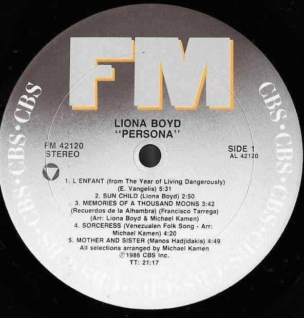 Liona Boyd : Persona (LP, Album, Car)