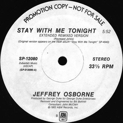 Jeffrey Osborne : Stay With Me Tonight (12", Promo)