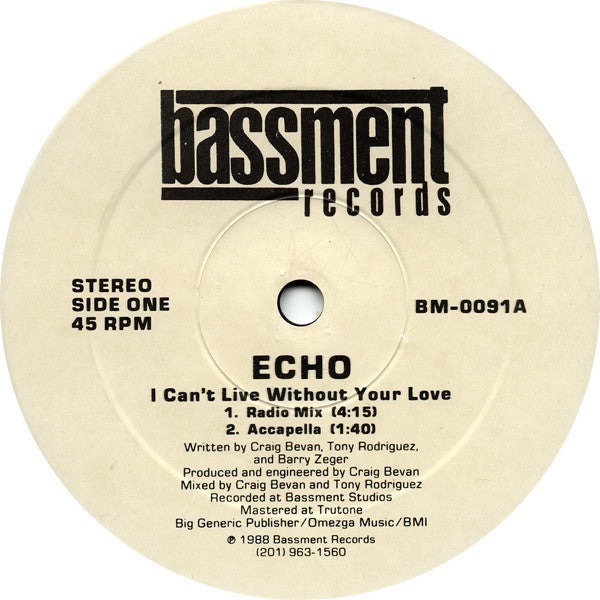 Echo (5) : I Can't Live Without Your Love (12")