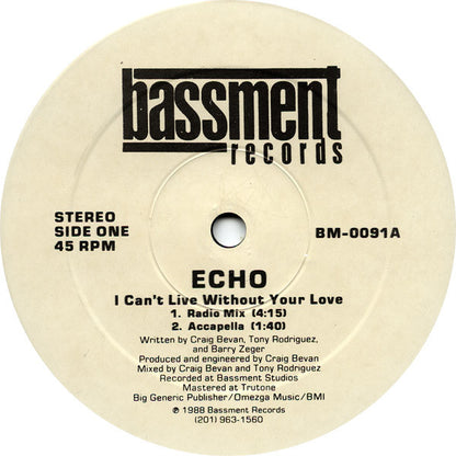 Echo (5) : I Can't Live Without Your Love (12")