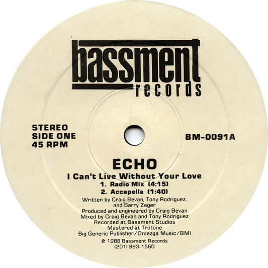 Echo (5) : I Can't Live Without Your Love (12")