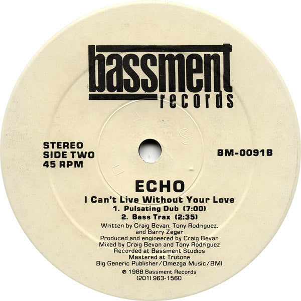 Echo (5) : I Can't Live Without Your Love (12")