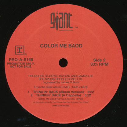 Color Me Badd : Thinkin' Back (12", Promo)