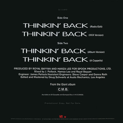 Color Me Badd : Thinkin' Back (12", Promo)