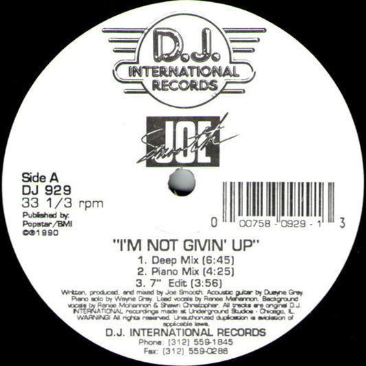 Joe Smooth : I'm Not Givin' Up / One Moment In Love (12")