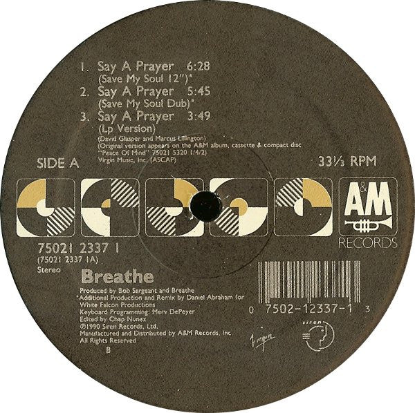 Breathe (3) : Say A Prayer (12", Single)