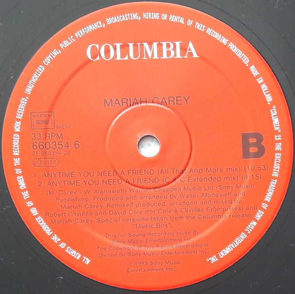 Mariah Carey : Anytime You Need A Friend (12")