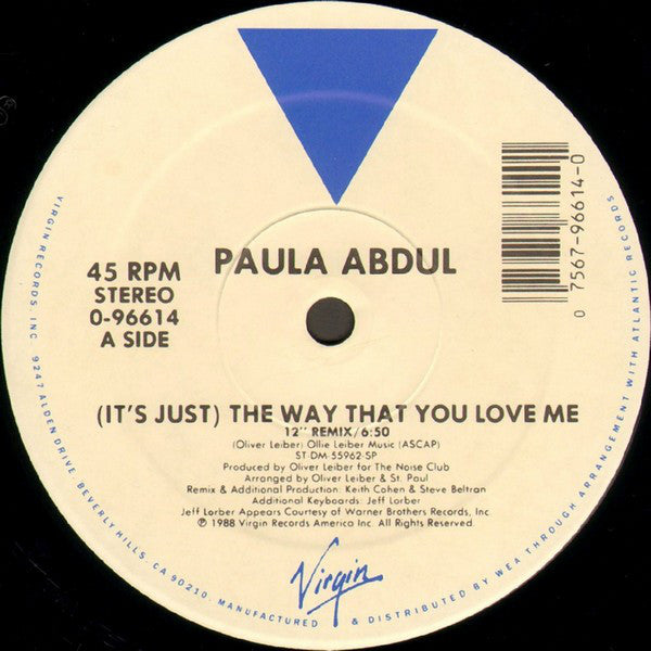 Paula Abdul : (It's Just) The Way That You Love Me (12", Single, Whi)
