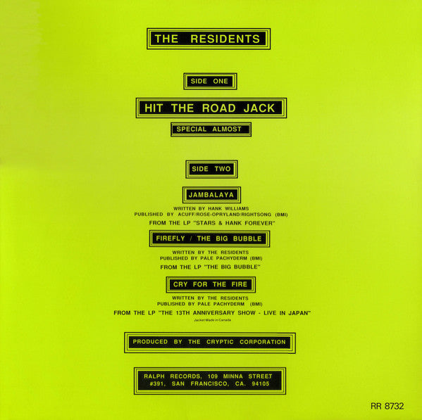 The Residents : Hit The Road Jack (Special Almost Dance Mix) (12")