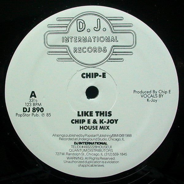 Chip E* & K-Joy* : Like This (12", RE)