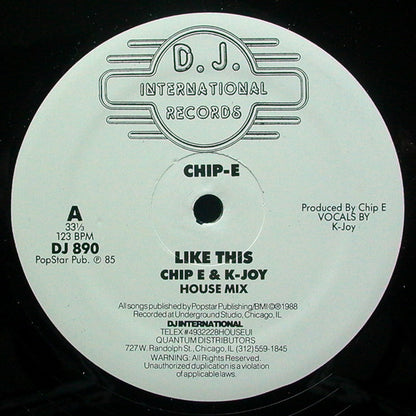 Chip E* & K-Joy* : Like This (12", RE)