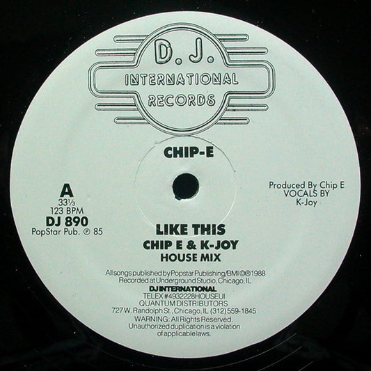 Chip E* & K-Joy* : Like This (12", RE)