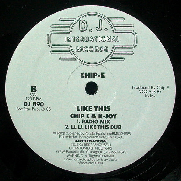 Chip E* & K-Joy* : Like This (12", RE)