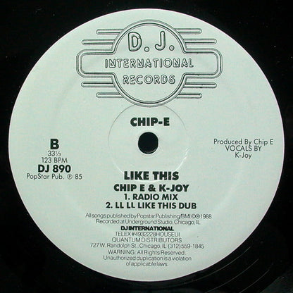 Chip E* & K-Joy* : Like This (12", RE)