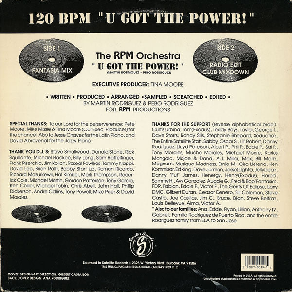 The RPM Orchestra : U Got The Power (12")