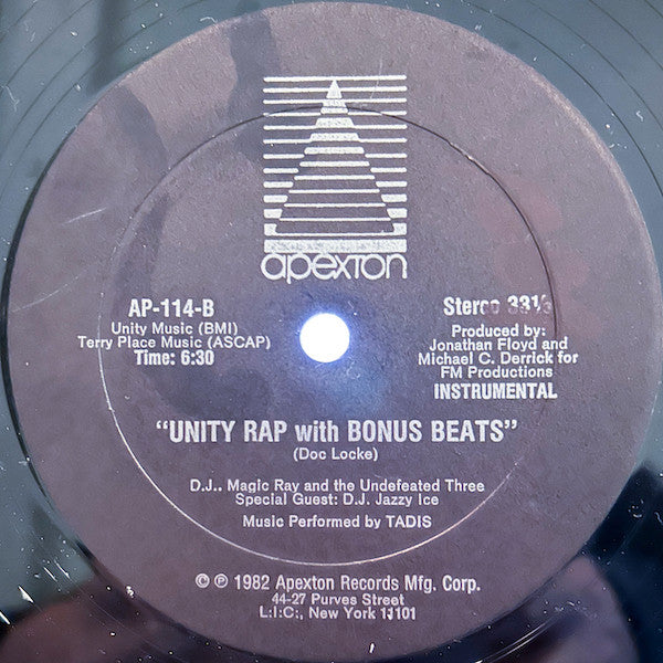 D.J. Magic Ray And The Undefeated Three : Unity Rap (12")